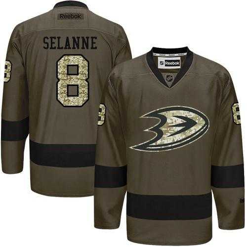 Glued Anaheim Ducks #8 Teemu Selanne Green Salute to Service NHL Jersey